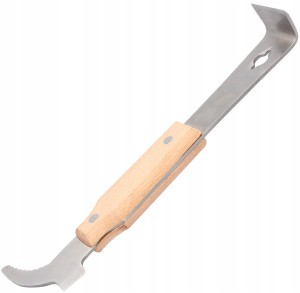 DŁUTO PSZCZELARSKIE NIERDZEWNE W OPRAWIE DREWNIANEJ Z ROZPIERAKIEM 26 CM 